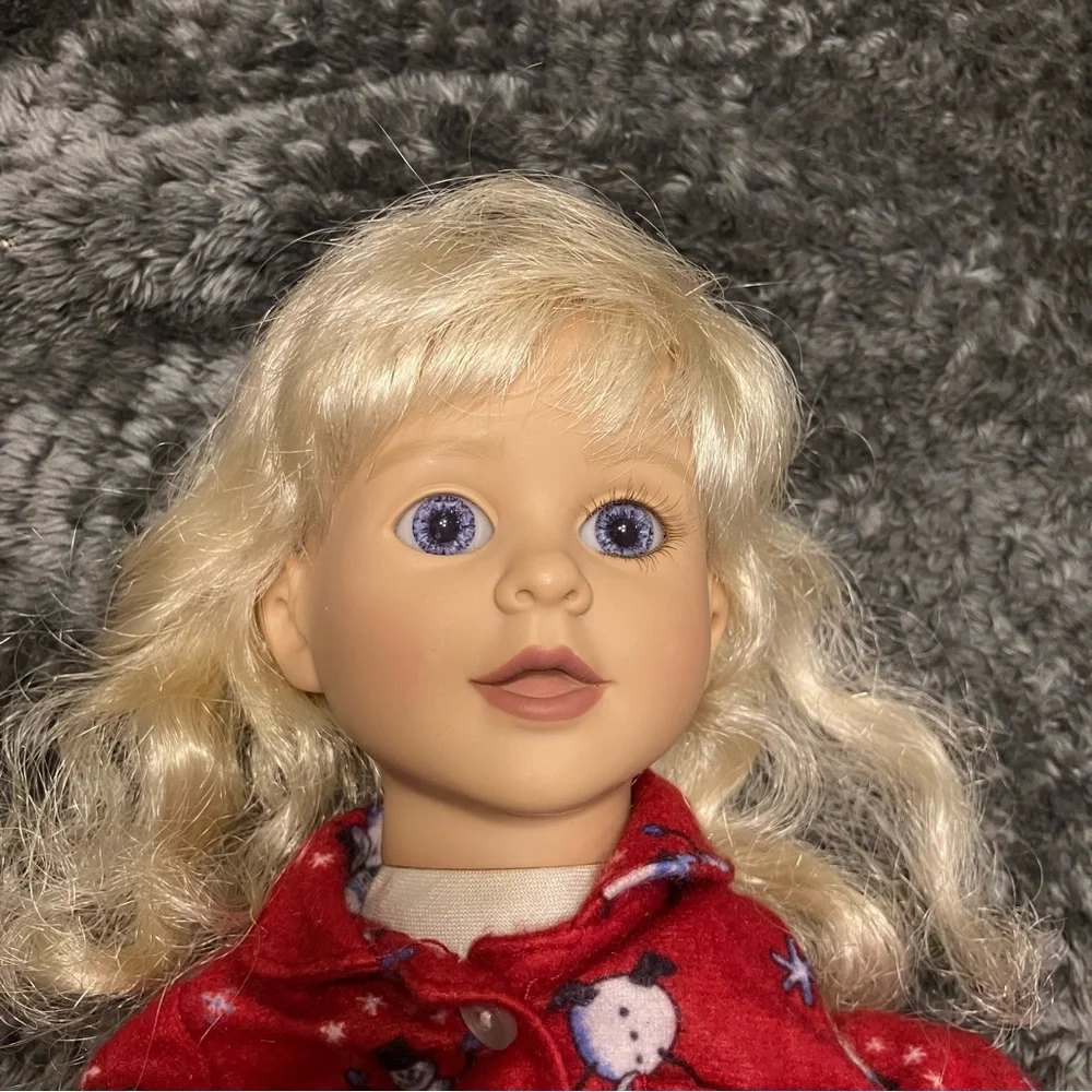 1997 My Twinn Cuddly Sisters Doll Blond Hair Blue Eyes‎ Snowman Top Vintage